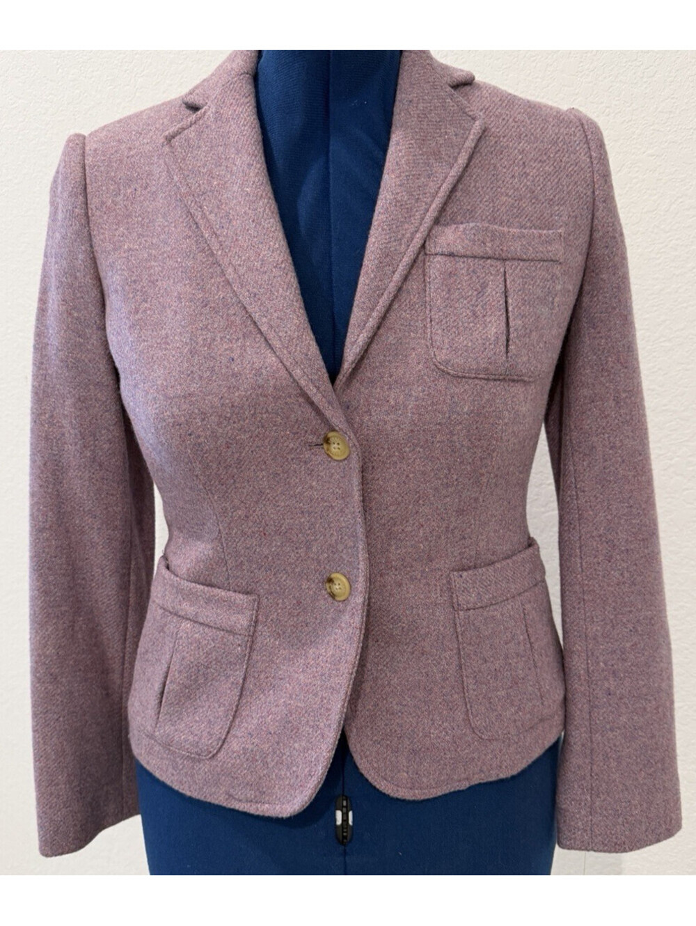 Chaps Womens 6P Wool Blazer Purple Heather Suit Jacket Two Button Petite NWT